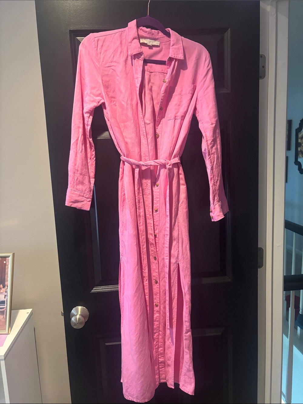 LOFT Pink Maxi Shirt Dress